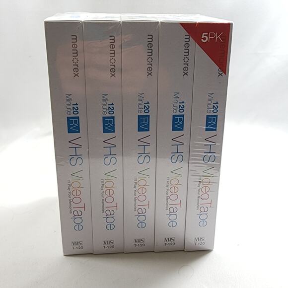 Memorex 120 Minute RV VHS Video Tape Blank - 5 Pack - SEALED - Picture 2 of 6